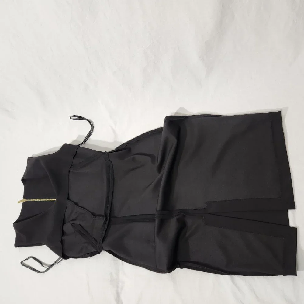 CALVIN KLEIN Minimalist Stretchy Sleeveless Gold MK Black Dress Size 6 LIKE NEW! - Picture 9 of 16